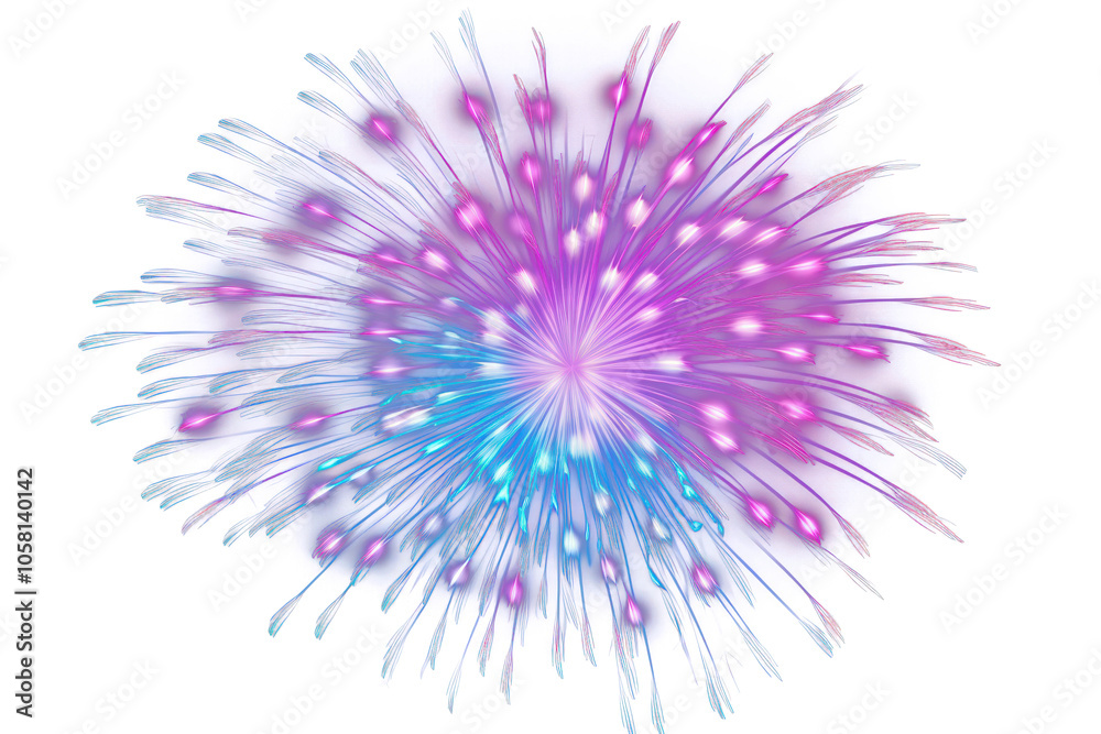Obraz premium PNG Neon fireworks light illuminated celebration.