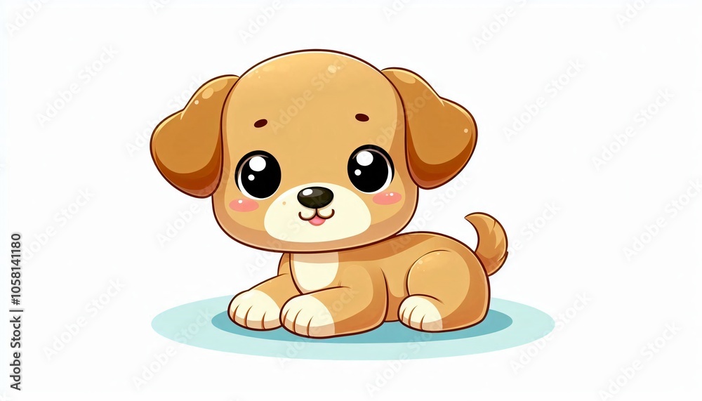 Cute Cartoon Puppy Dog Sitting Illustration Cute Cartoon Puppy Dog Sitting Illustration