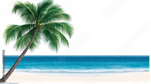 Tropical Palm Tree Over Ocean Beach Summer Vacation Paradise Island