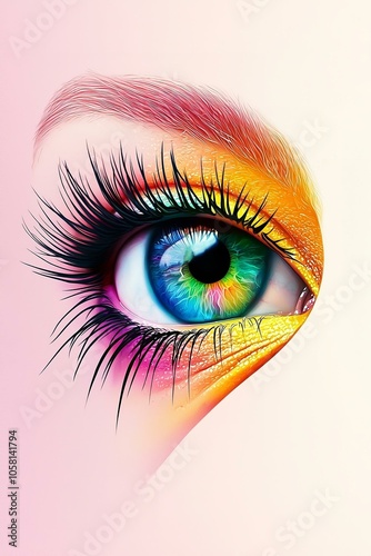 Eye with rainbow colors. photo