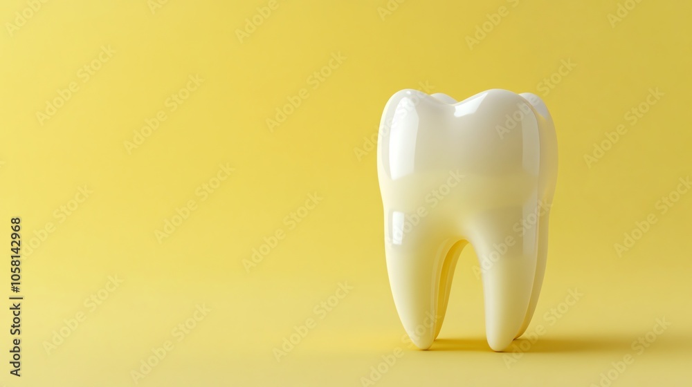 White tooth on a yellow background. White tooth on a yellow background.