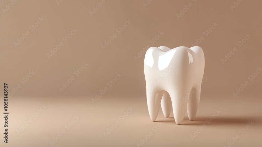 A single white tooth on an orange background. A single white tooth on an orange background.