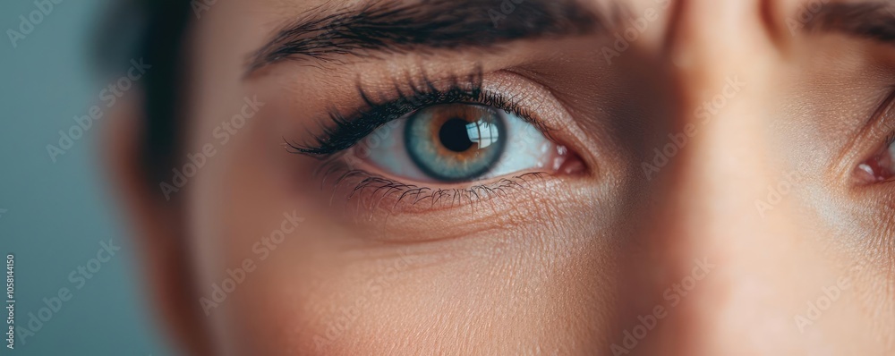 Naklejka premium Close-up of a person's expressive eye, showcasing emotions and thoughts vividly.