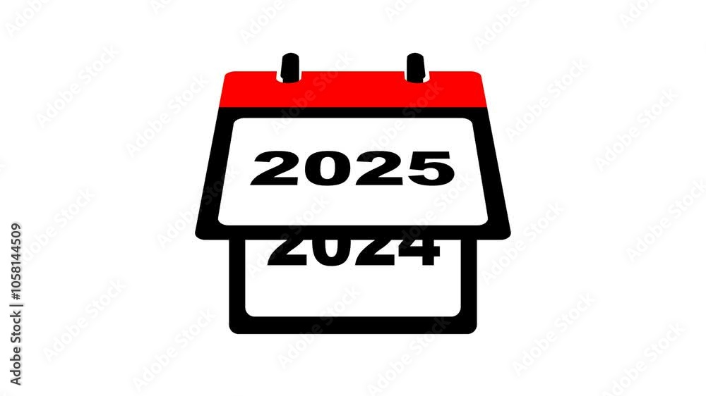 2024 to 2025 Calendar Page Flipping 4k Motion Graphics Video Footage with Alpha Channel