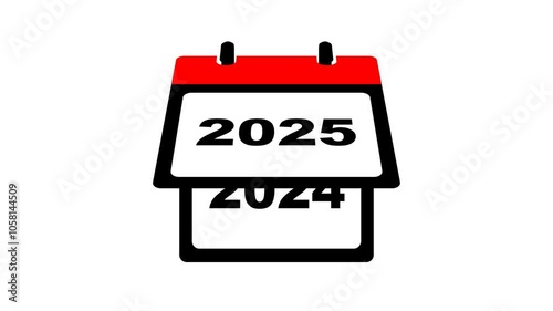 2024 to 2025 Calendar Page Flipping 4k Motion Graphics Video Footage with Alpha Channel