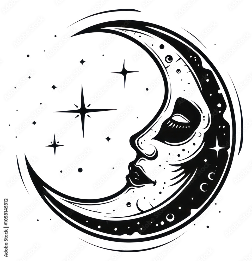 Fototapeta premium PNG Moon astronomy night logo.