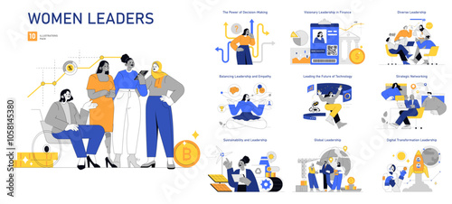 Women Leaders. Flat Vector Illustration