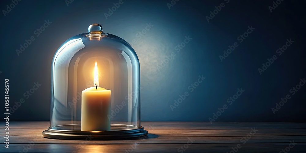 Candle glowing under a glass dome, candle, glowing, glass, dome, light, decor, cozy, atmosphere, relaxation, zen