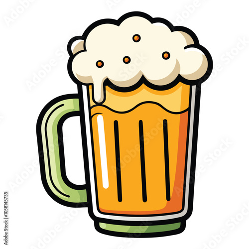 Beer mug with foam vector illustration.