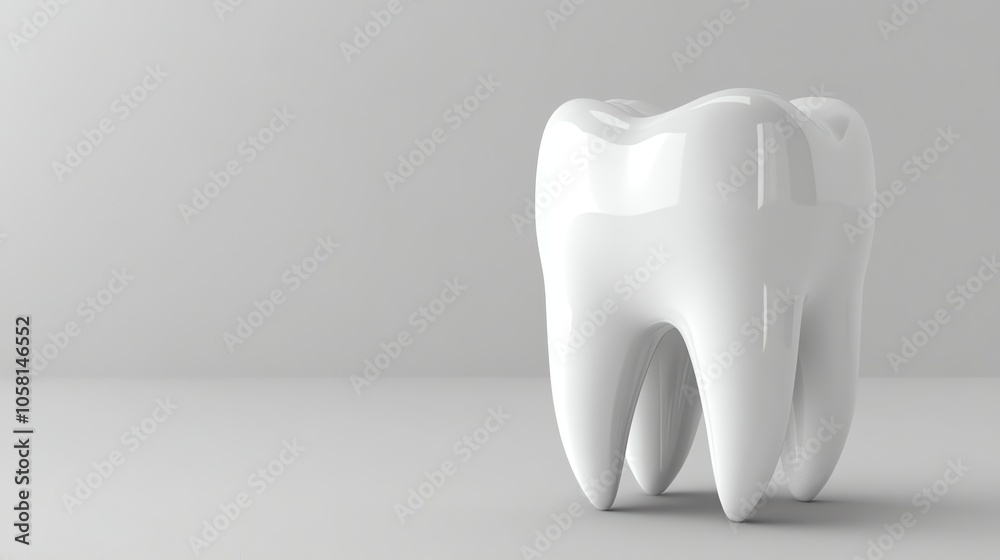 A single, white tooth on a gray background. A single, white tooth on a gray background.