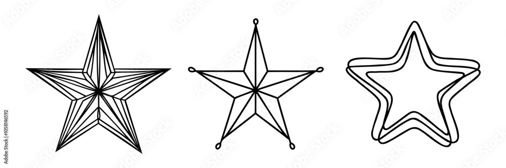 Three Christmas star line drawn Three Christmas star line drawn