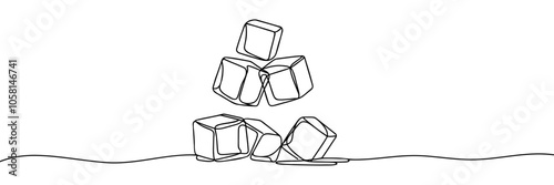 Ice cubes Continuous one line drawing