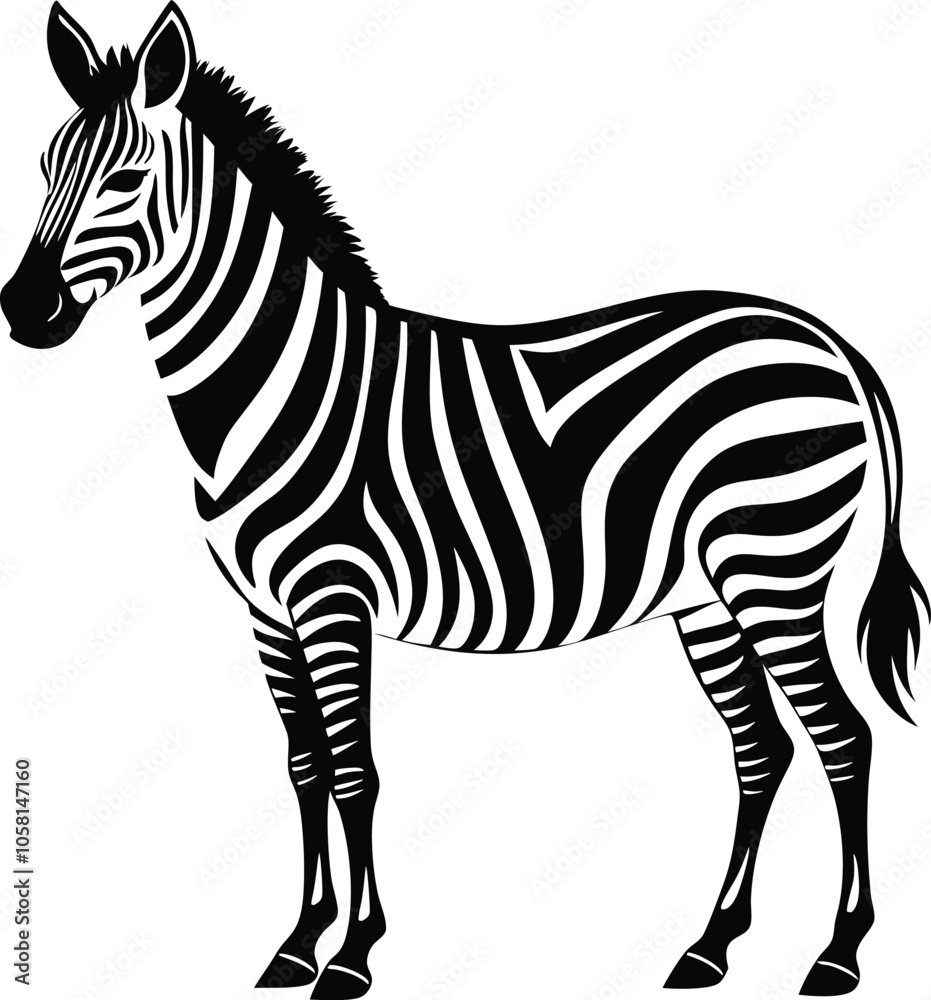 Obraz premium a zebra silhouette vector on white background