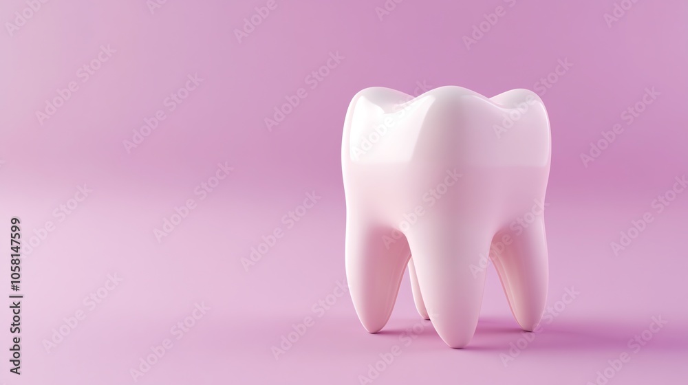 A single white tooth isolated against a pink background. A single white tooth isolated against a pink background.