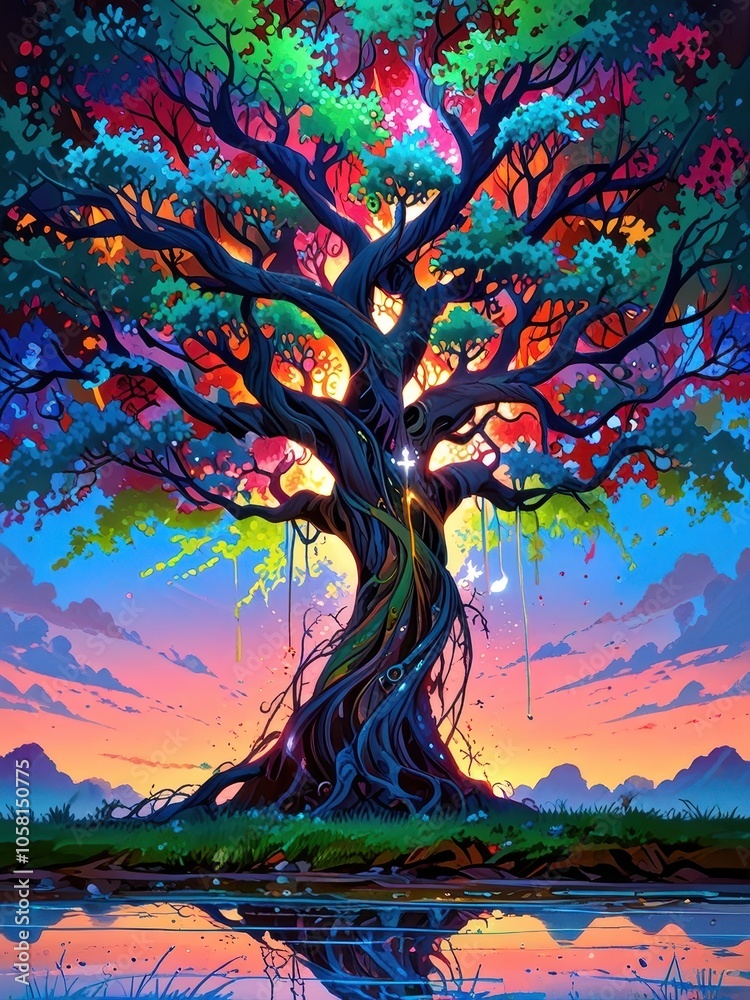 Vibrant Tree with a Dreamlike Glow Vibrant Tree with a Dreamlike Glow