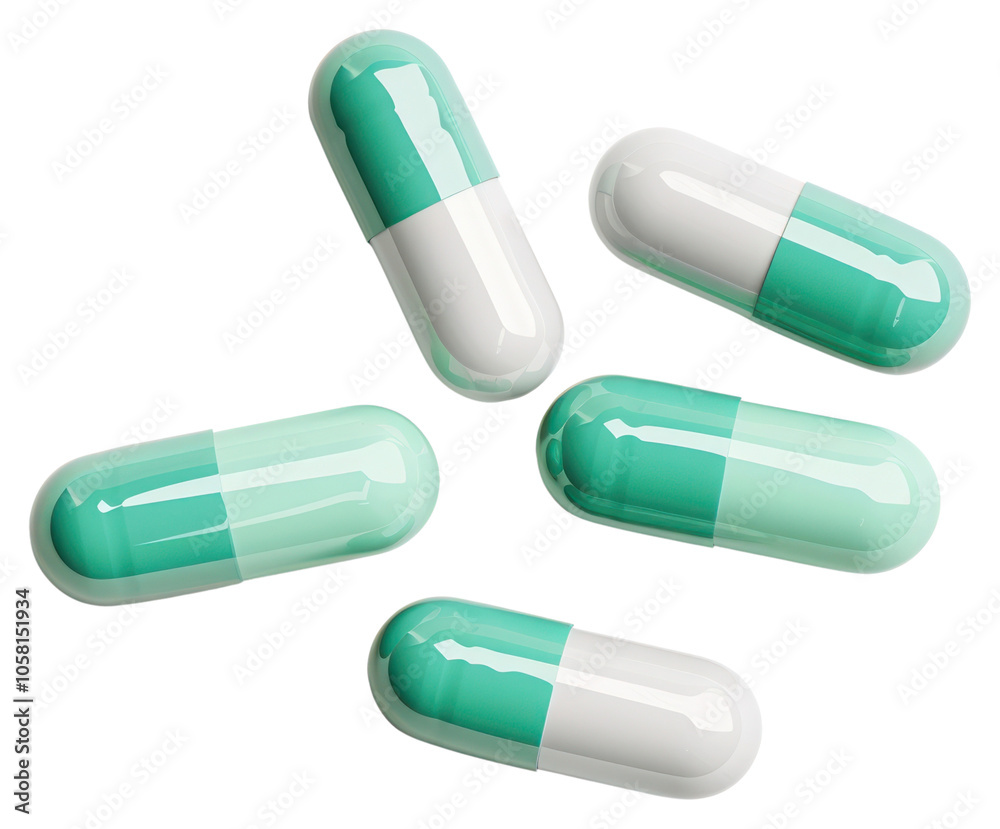 PNG Green white capsules scattered white PNG Green white capsules scattered white