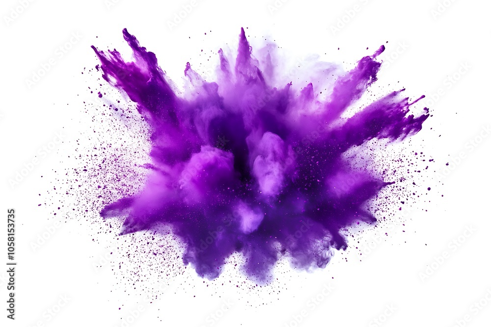 Purple color explosion on white background Purple color explosion on white background
