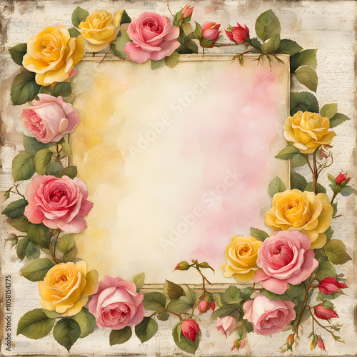 vintage frame of roses