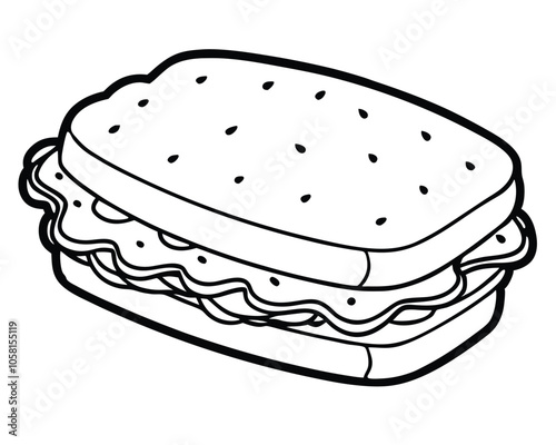 Biscuit Sandwich outline vector.