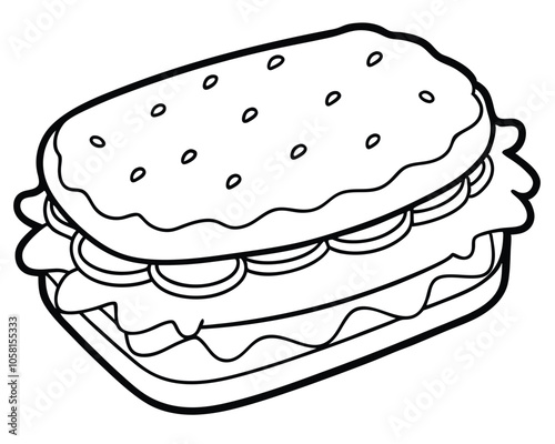 Biscuit Sandwich outline vector.