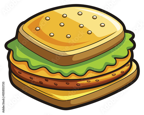 Biscuit Sandwich vector illustration.