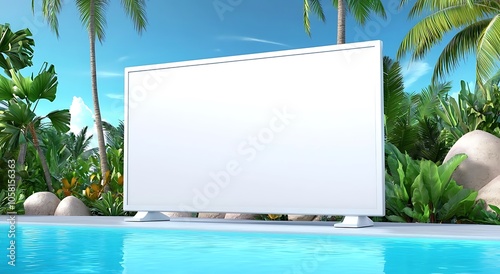 Blank Billboard Tropical Beach Summer Ad