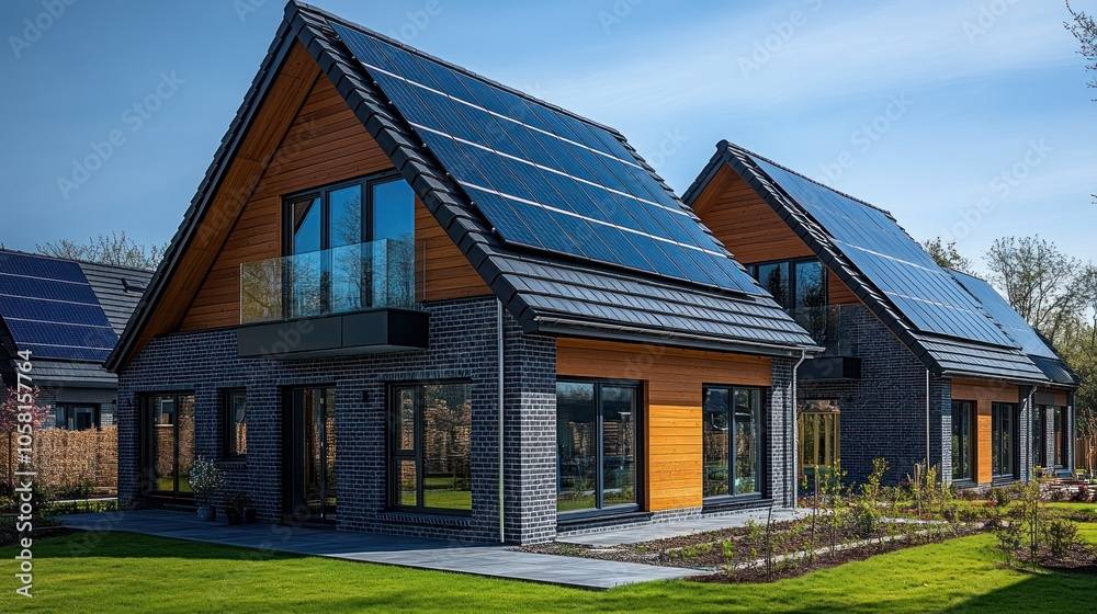 Modern Home with Solar Panels Modern Home with Solar Panels