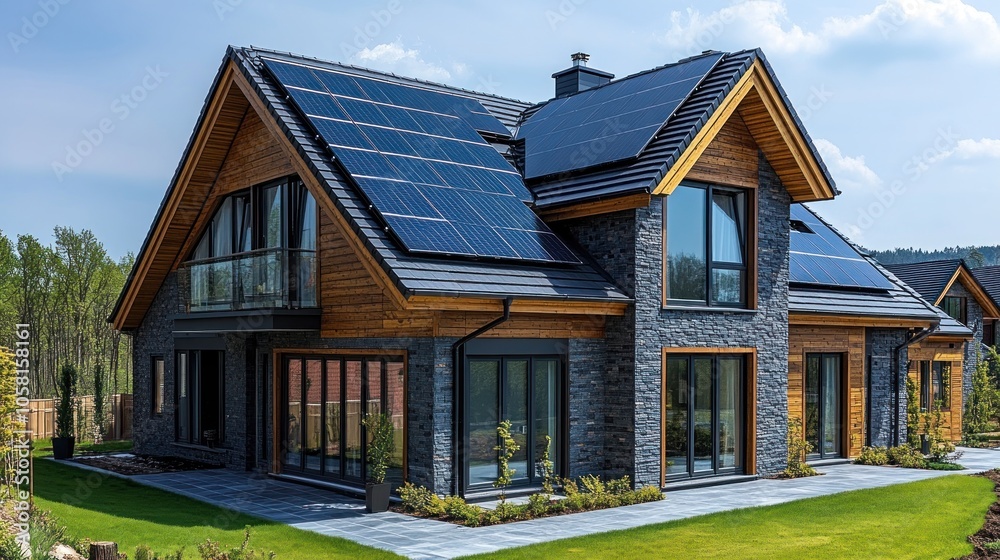 Modern House with Solar Panels Modern House with Solar Panels