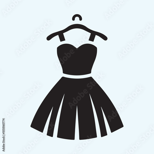 Dress silhouette vector icon, Dress logo vector black and white