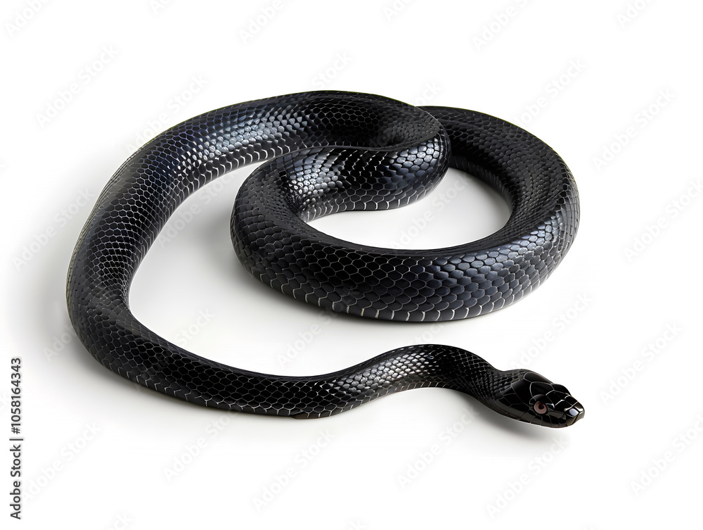 solid black snake extended on white background solid black snake extended on white background
