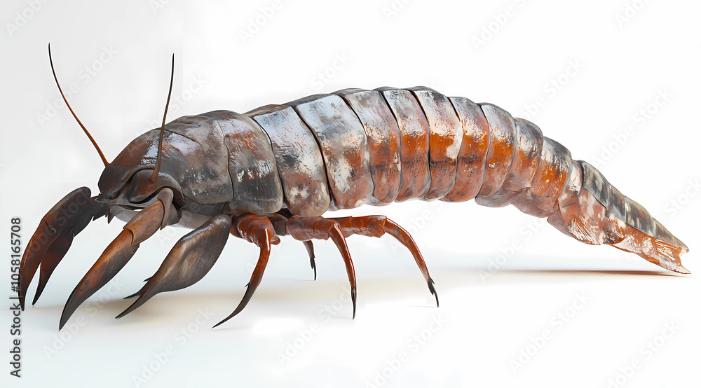 Ancient Sea Creature: Eurypterid Realistically Illustrated on White Background Ancient Sea Creature: Eurypterid Realistically Illustrated on White Background