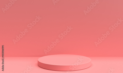 Pink red gradient color podium stage showcase stand presentation dais design circle round empty blank product advertisement marketing display product advertisement marketing sale happy valentine 14 