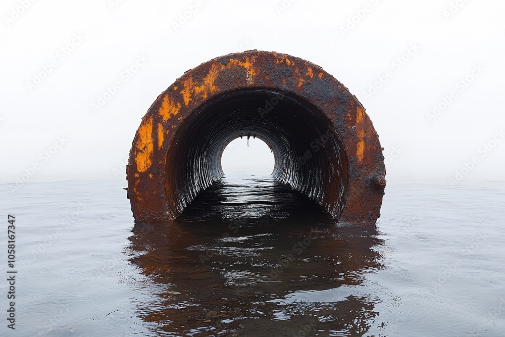 Fototapeta premium Unclean water comes out of the corroded conduit solution. Generative Ai