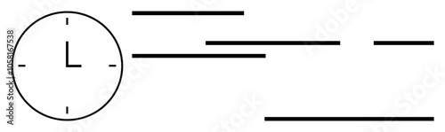 Clock with simple lines indicating fast motion and passage of time. Ideal for productivity, efficiency, time management, workflow optimization, business growth, project planning, and goal setting