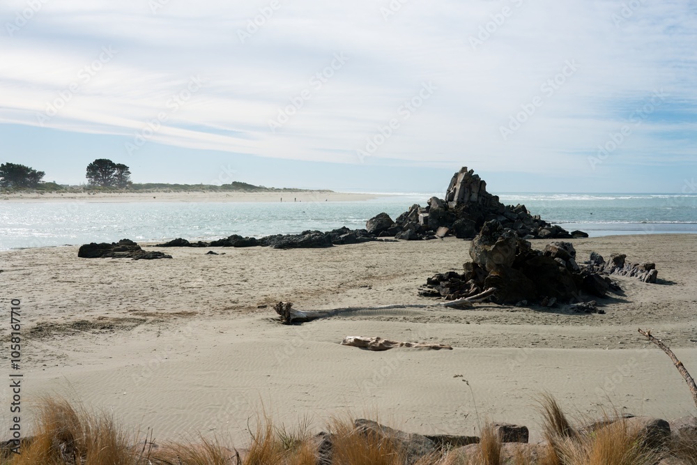 Shag Rock at Sumner Beach: Coastal Landmark on September 2, 2024