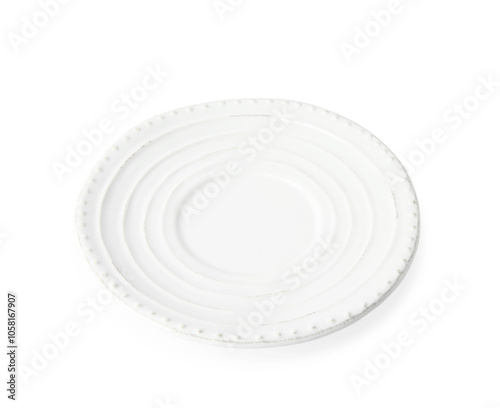 One empty ceramic plate isolated on white