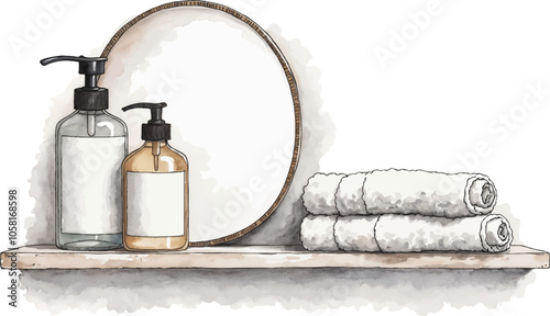 Watercolor Skincare Bathroom Setup