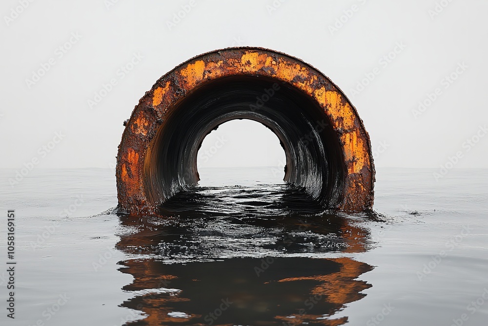 Fototapeta premium Unclean water comes out of the corroded conduit solution. Generative Ai