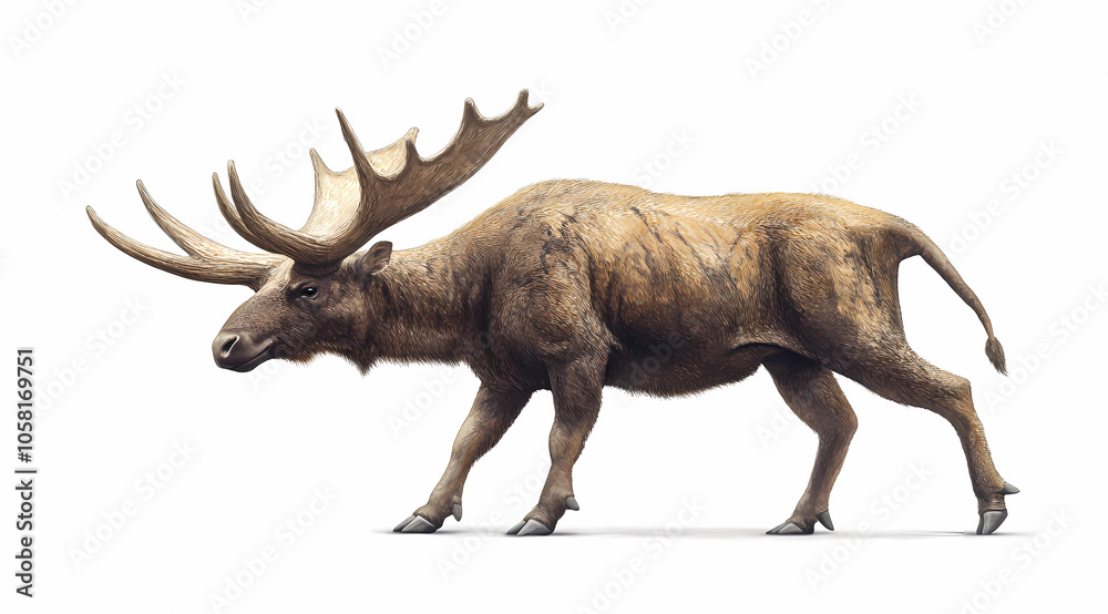 Fototapeta premium Majestic Megaloceros: Realistic Illustration on White Background