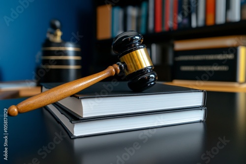 Subpoena document signed and stamped, with a stack of law books in the background, capturing the authority and structured documentation of legal orders, symbolizing law and structure photo