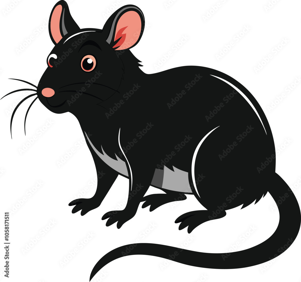 Fototapeta premium vector black rat on white background