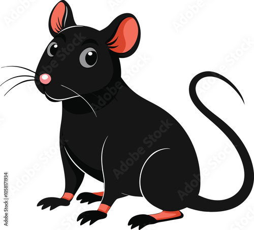 vector black rat on white background