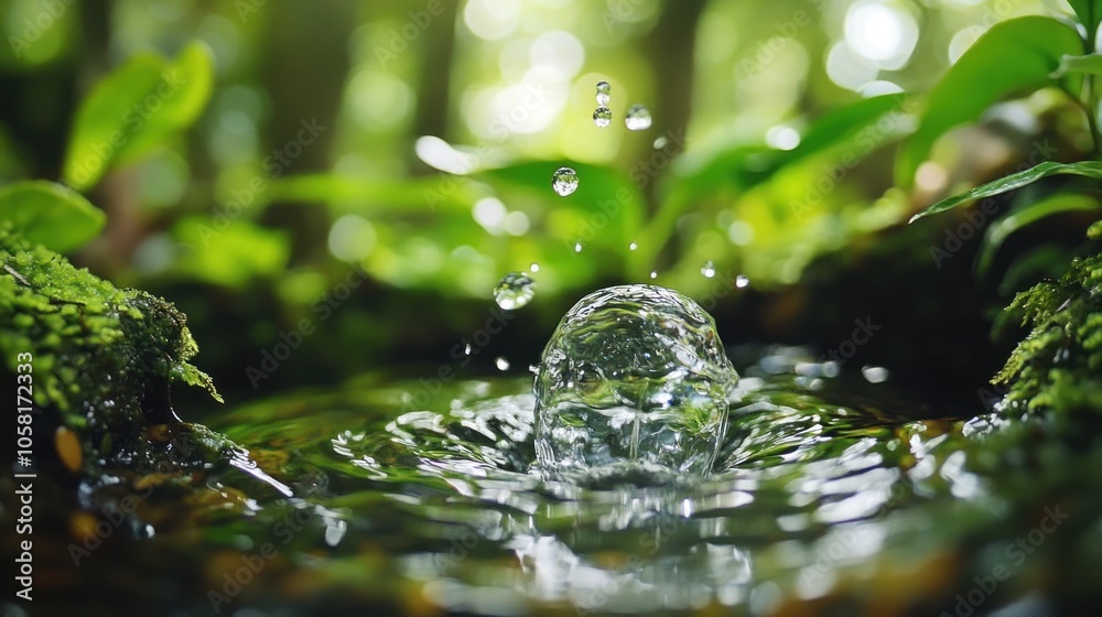 Water Droplet Splashing in a Forest Stream Water Droplet Splashing in a Forest Stream
