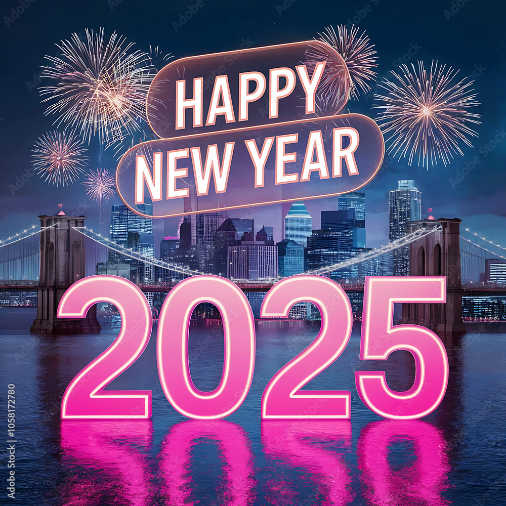 Happy New Year 2025 celebration by AI generative Happy New Year 2025 celebration by AI generative