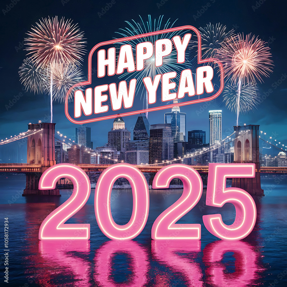 Happy New Year 2025 celebration by AI generative Happy New Year 2025 celebration by AI generative