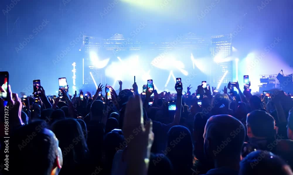 crowd enjoying a live concert with phones raised capturing the moment