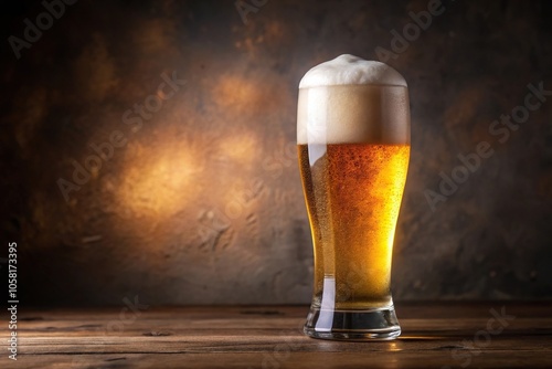 Foamy head with a rich creamy texture on top of a frothy beer glass, froth, creamy