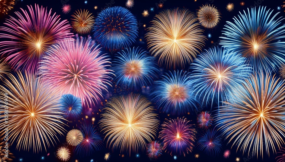 Naklejka premium 花火の夜空fireworks night sky