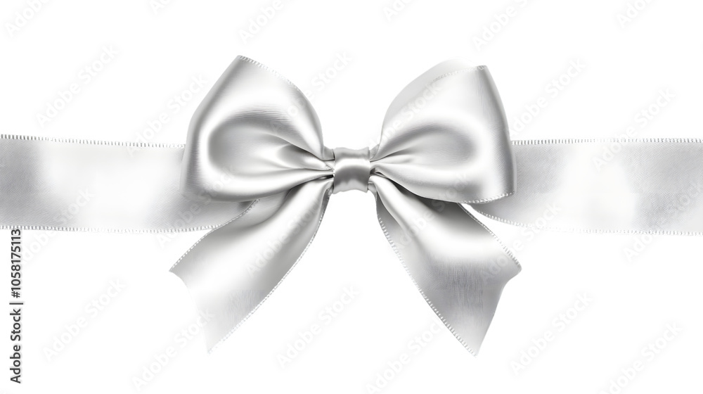 Silver Ribbon Bow isolated on white background Silver Ribbon Bow isolated on white background