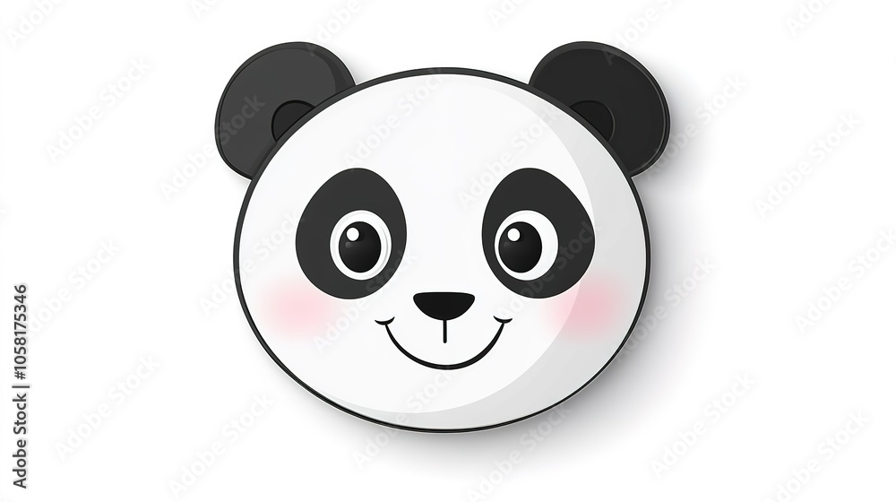 Cute Panda Head Illustration on White Background Cute Panda Head Illustration on White Background